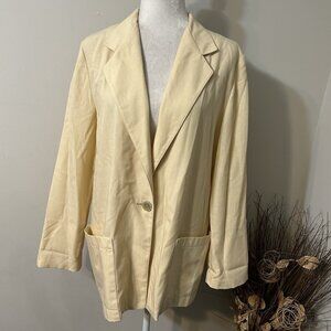 Vtg Radcliffe Women Lightweight Single Button Blazer Jacket Yellowish Cream 10
